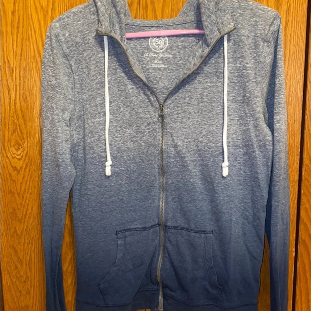 Blue ombré zip up jacket